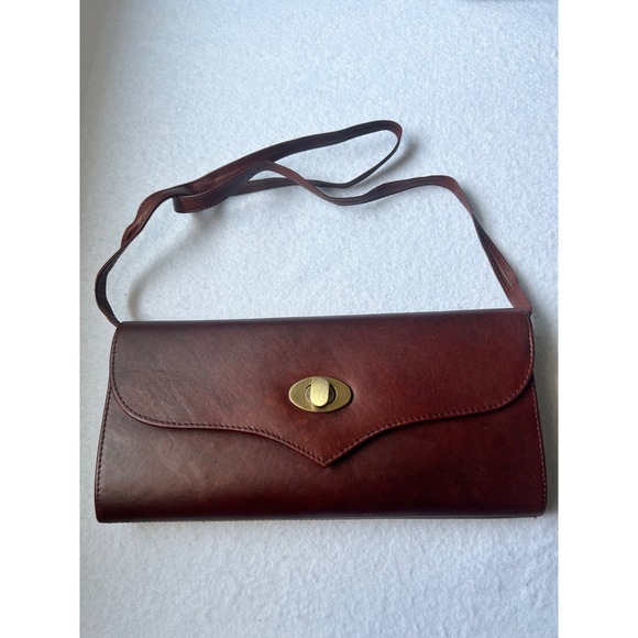 Wilsons Leather Handbags - Wilson's Leather Clutch Removable Strap 90's Retro Vintage Burgundy Brown Bag